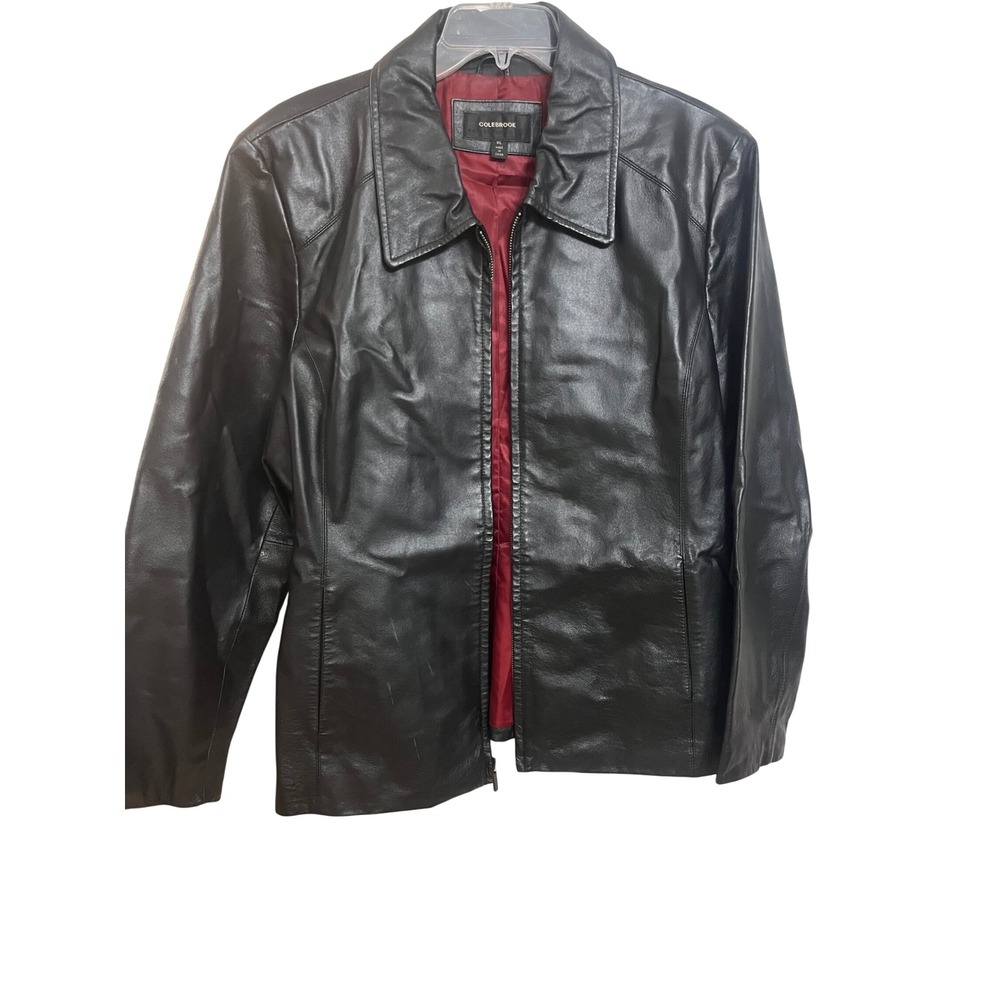 Colebrook‎ Black Genuine Leather Zip Front Jacket XL Classic Style